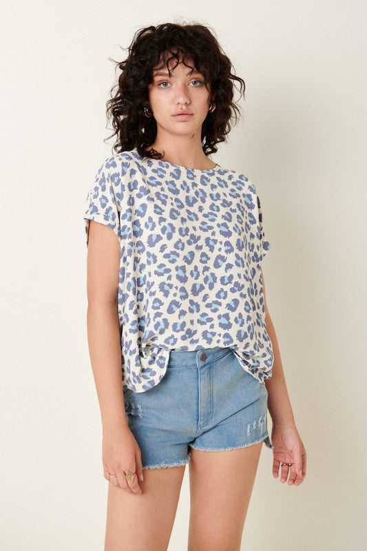 Blue Leopard Blouse