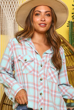 Load image into Gallery viewer, Aqua Plaid Washed Shirt
