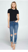 Load image into Gallery viewer, Distressed mid-rise jeans
