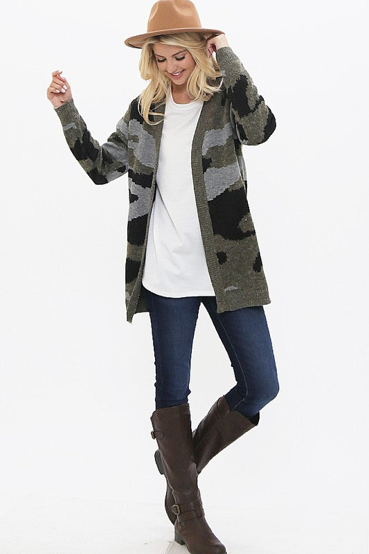 Camo Sweater Cardigan