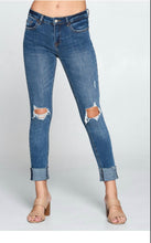 Load image into Gallery viewer, Distressed mid-rise jeans
