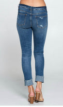 Load image into Gallery viewer, Distressed mid-rise jeans
