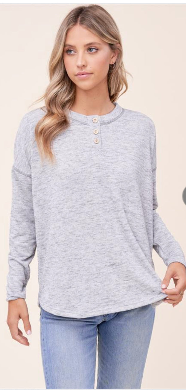 Three Button crew top