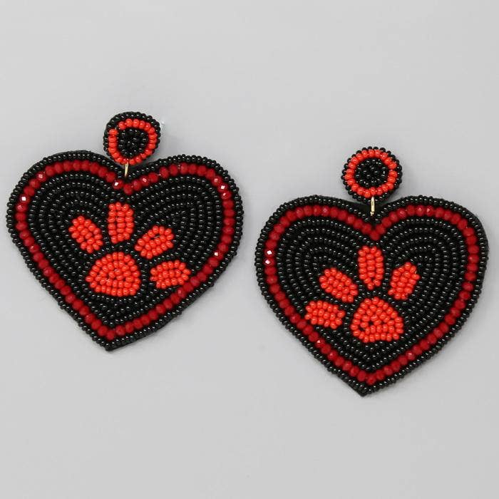 Paw Print Red And BlackEarrings