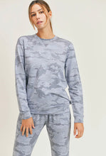 Load image into Gallery viewer, Light Camo Pullover V-Stitch Crewneck Top Blue
