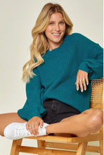 Load image into Gallery viewer, Teal Balloon Sleeve Sweater
