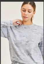 Load image into Gallery viewer, Light Camo Pullover V-Stitch Crewneck Top Gray
