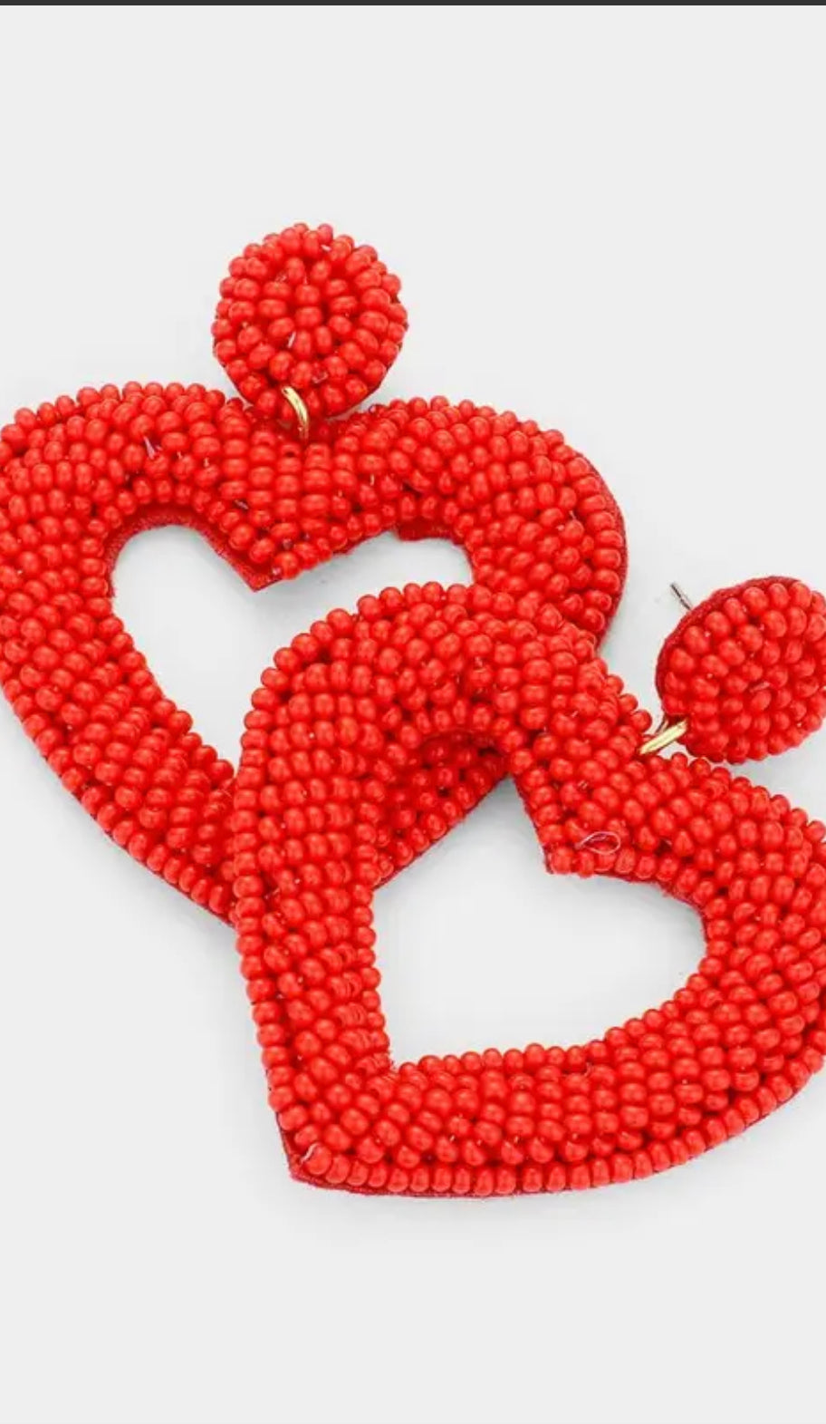 Beaded Open Heart Drop Earrings