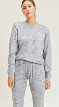 Load image into Gallery viewer, Light Camo Pullover V-Stitch Crewneck Top Gray
