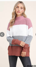 Load image into Gallery viewer, Rose Color Block Sweater
