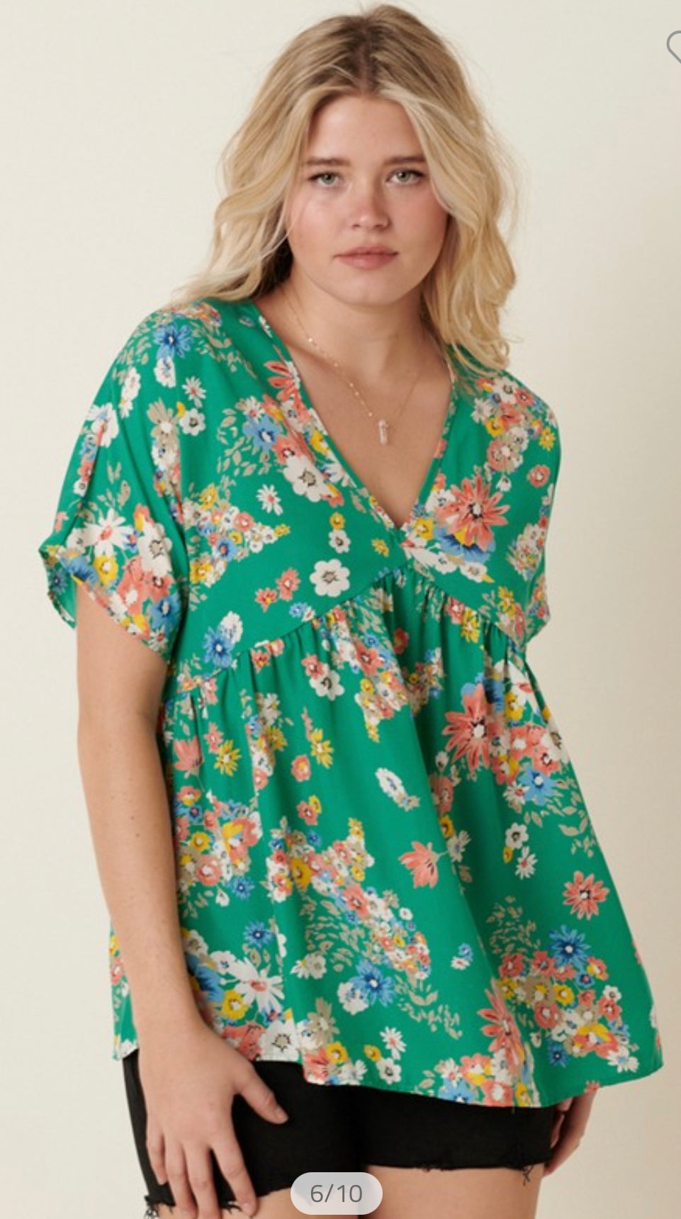 Kelly Green Babydoll Blouse