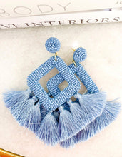 Load image into Gallery viewer, Ellie Fringe Drop Earrings Dusty Blue
